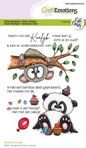 CraftEmotions stempels Koala & Panda (NL) Carla Creaties